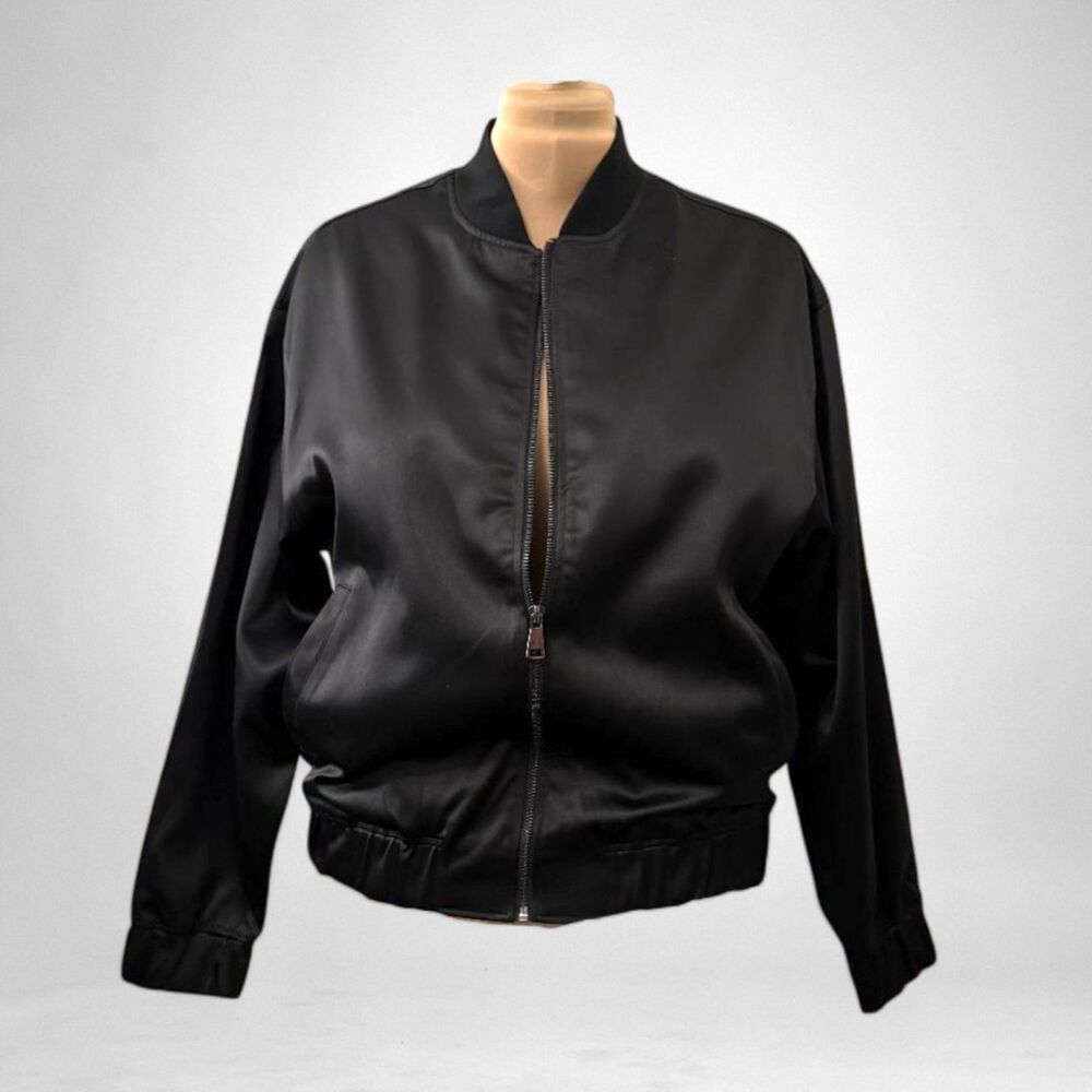 EDITED By Remi Bader Black Satin Bomber Jacket, NEW! Size XL